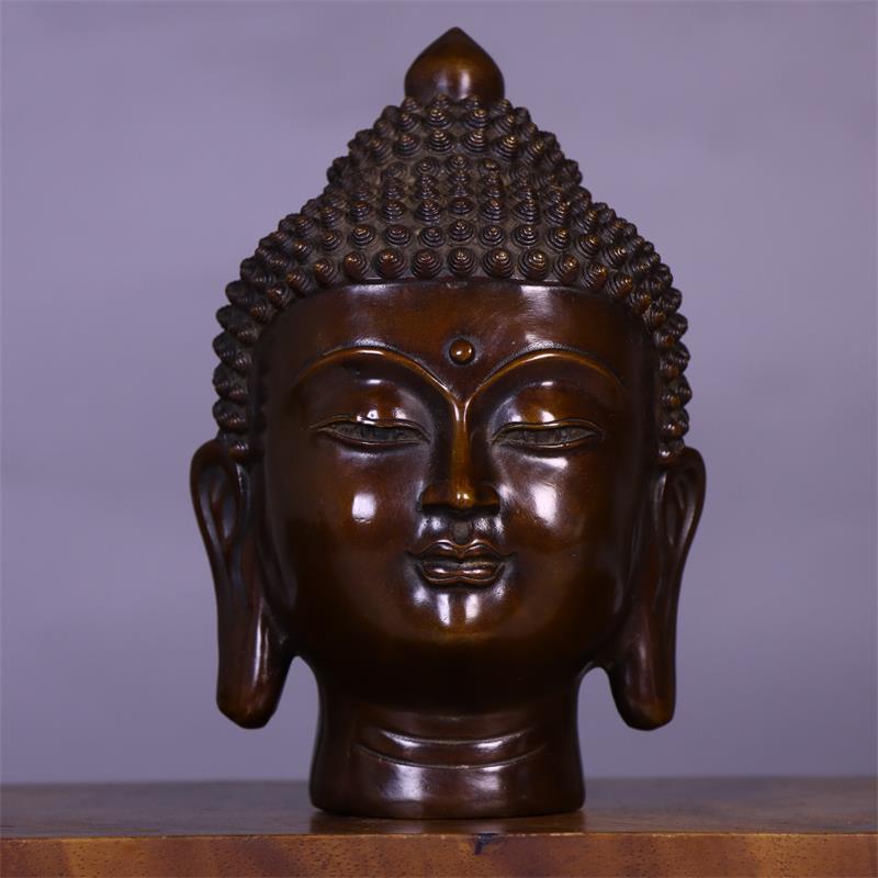 Art Craft India - 7.3 inç Katı Bakır Buda Başı