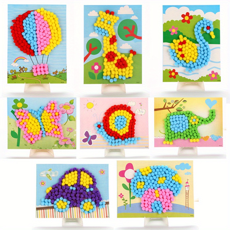 Art Craft Animals - 2 adet 16x21 cm Renkli Pom-Pom