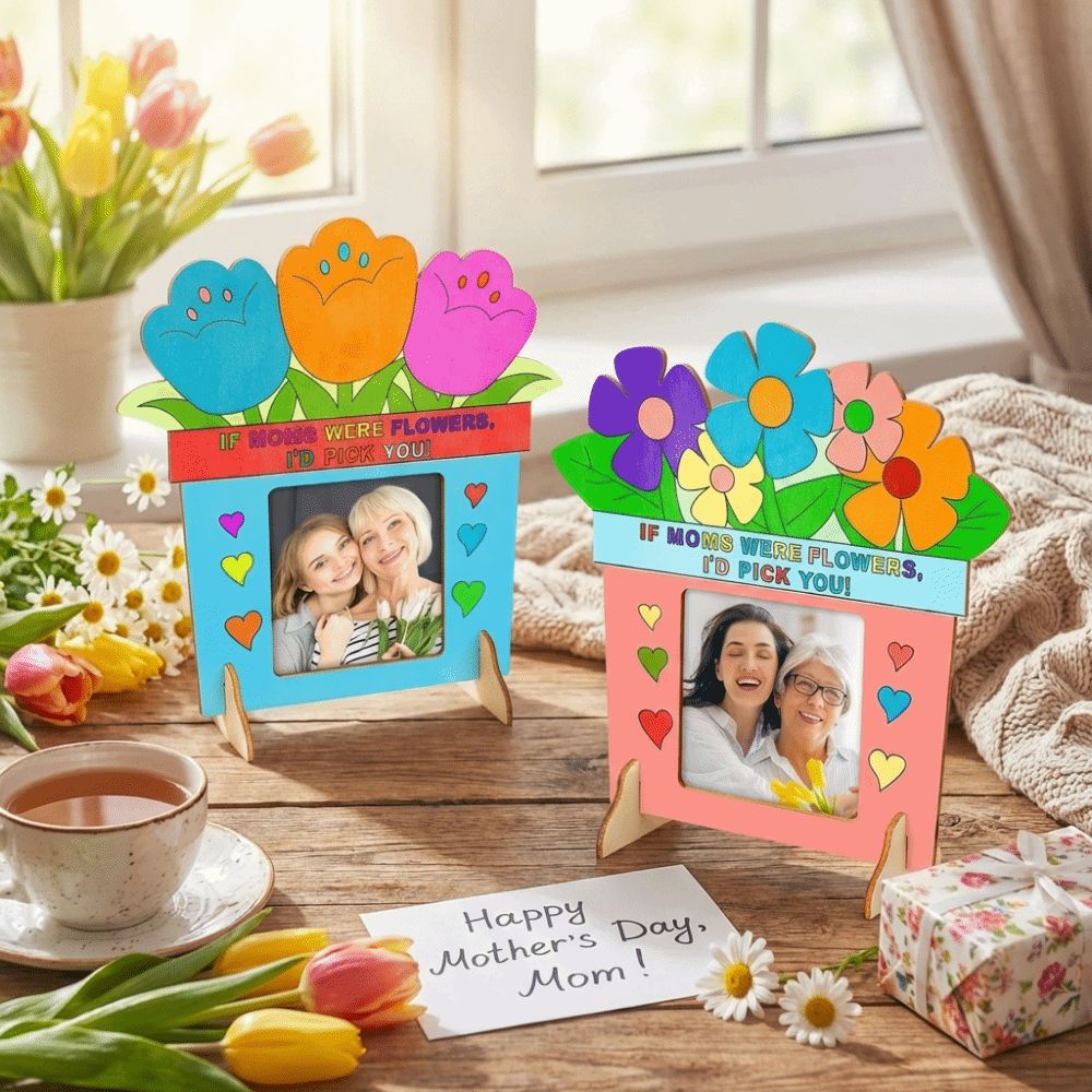 Art Craft For Kindergarten - Bitmemiş Ahşap Resim Çerçevesi Çiçek Kendin
