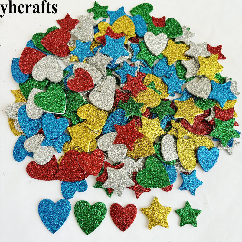 Art Craft For Kindergarten - 150 adet/grup. Glitter yıldız ve kalpler