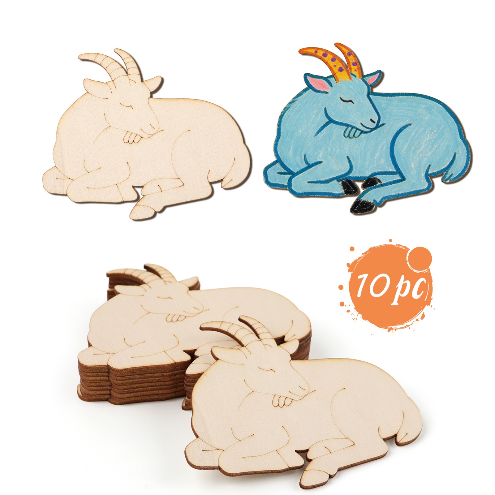 Art Craft Animals - 10 adet/takım Bitmemiş Ahşap Koyun Hayvan