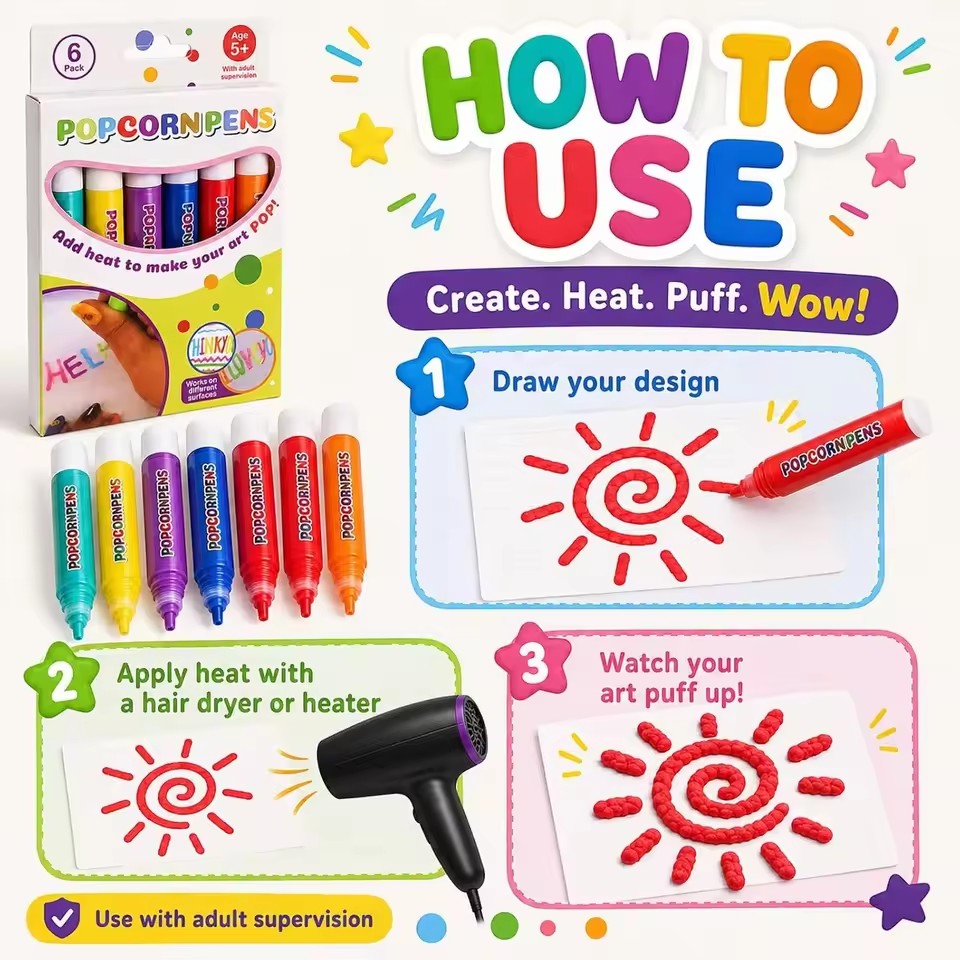 Puffy Popcorn Kalem Seti, Günl - Art Craft Notebook incelemesi ve fiyatı