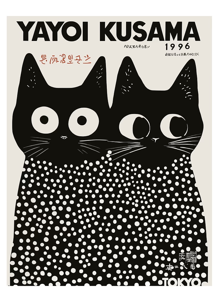 Yayoi Kusama Siyah Kediler Ser - Art Craft House incelemesi ve fiyatı