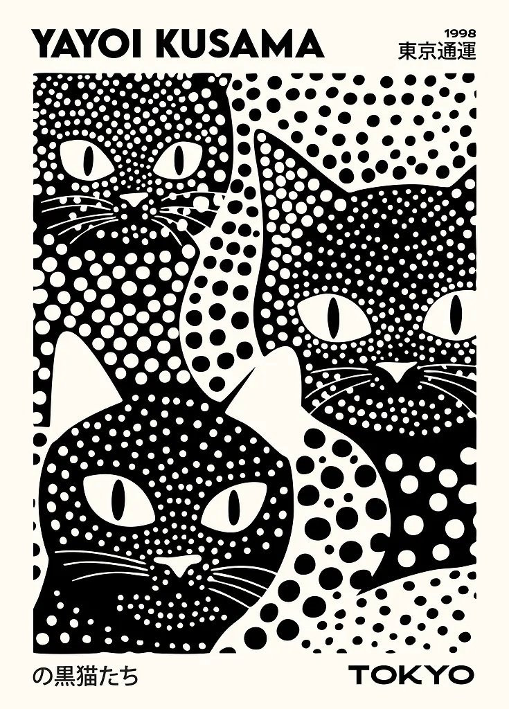Yayoi Kusama Siyah Kediler Ser - Art Craft House incelemesi ve fiyatı